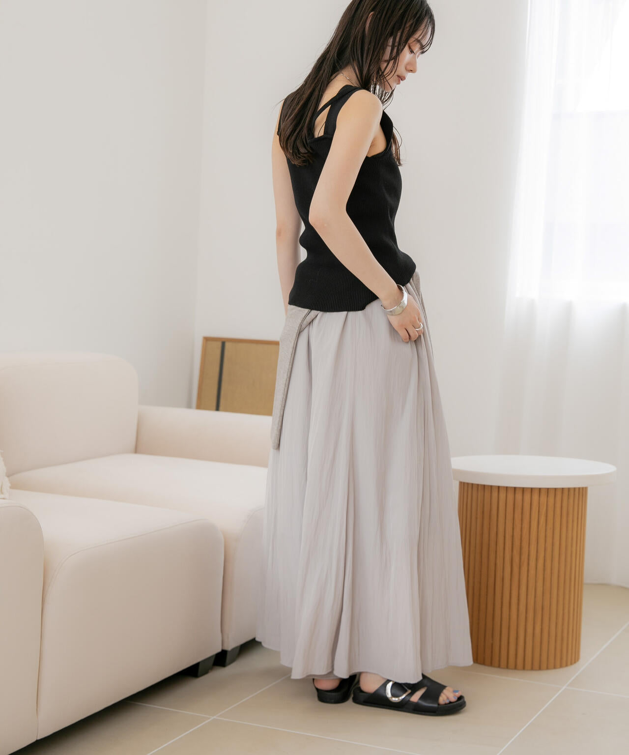 WEB限定/接触冷感機能 ギャザースカートパンツ 6736227304