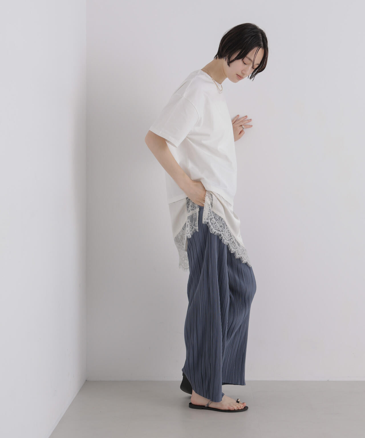 プリーツカットパンツ(セットアップ可) 6736227305