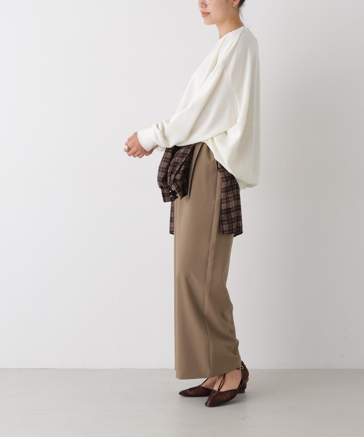 ベルト付きツイルワイドパンツ(セットアップ可) 6736227308
