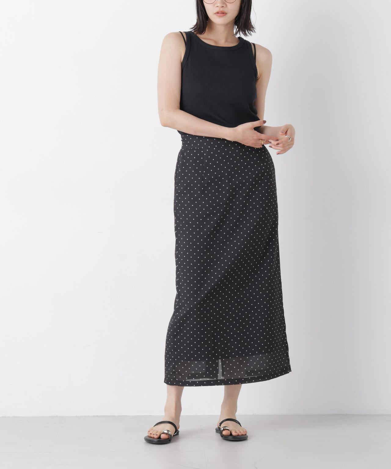 ストレートラインドットスカート(セットアップ可) 6736230302
