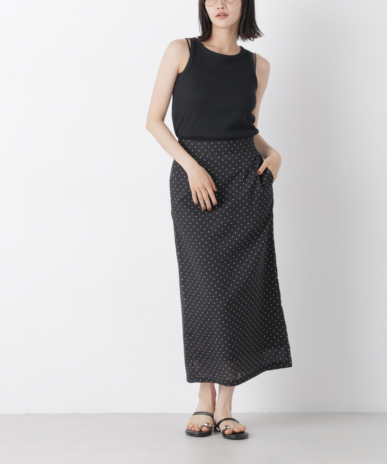 ストレートラインドットスカート(セットアップ可) 6736230302