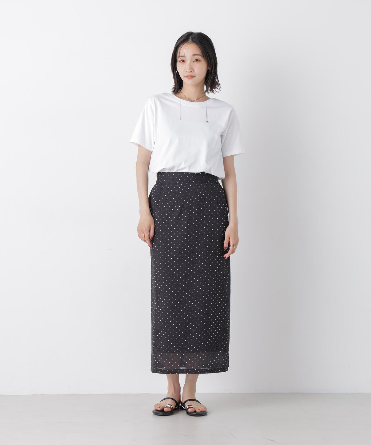 ストレートラインドットスカート(セットアップ可) 6736230302