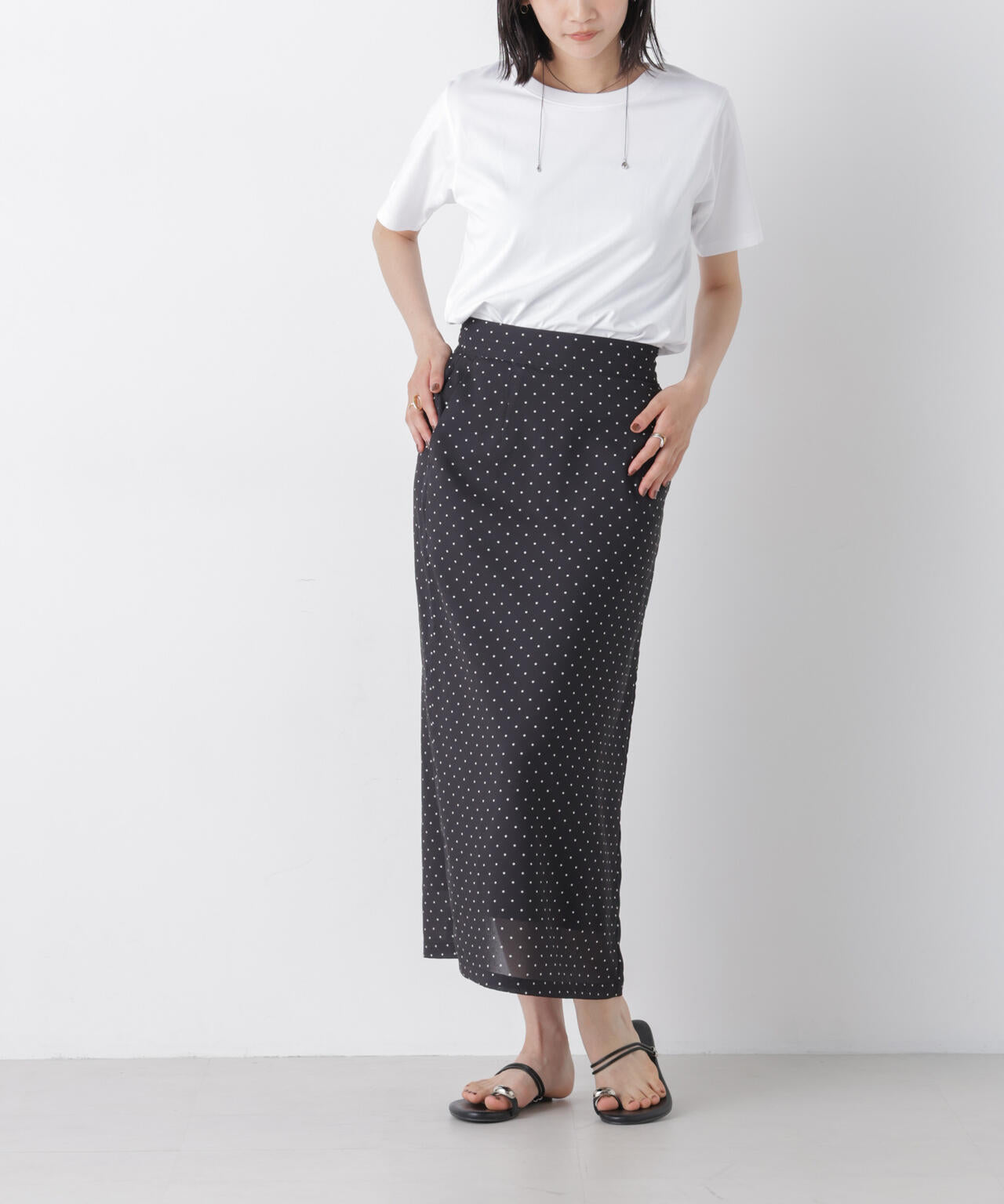 ストレートラインドットスカート(セットアップ可) 6736230302