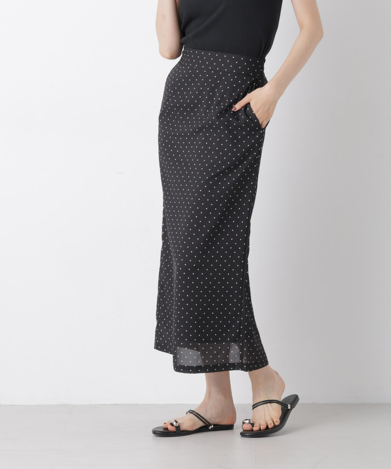 ストレートラインドットスカート(セットアップ可) 6736230302
