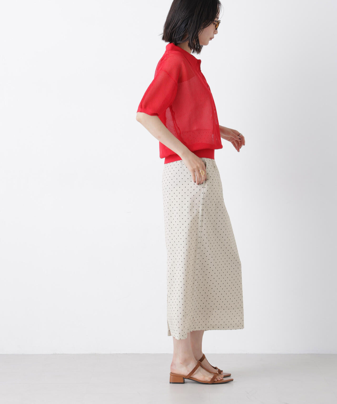 ストレートラインドットスカート(セットアップ可) 6736230302