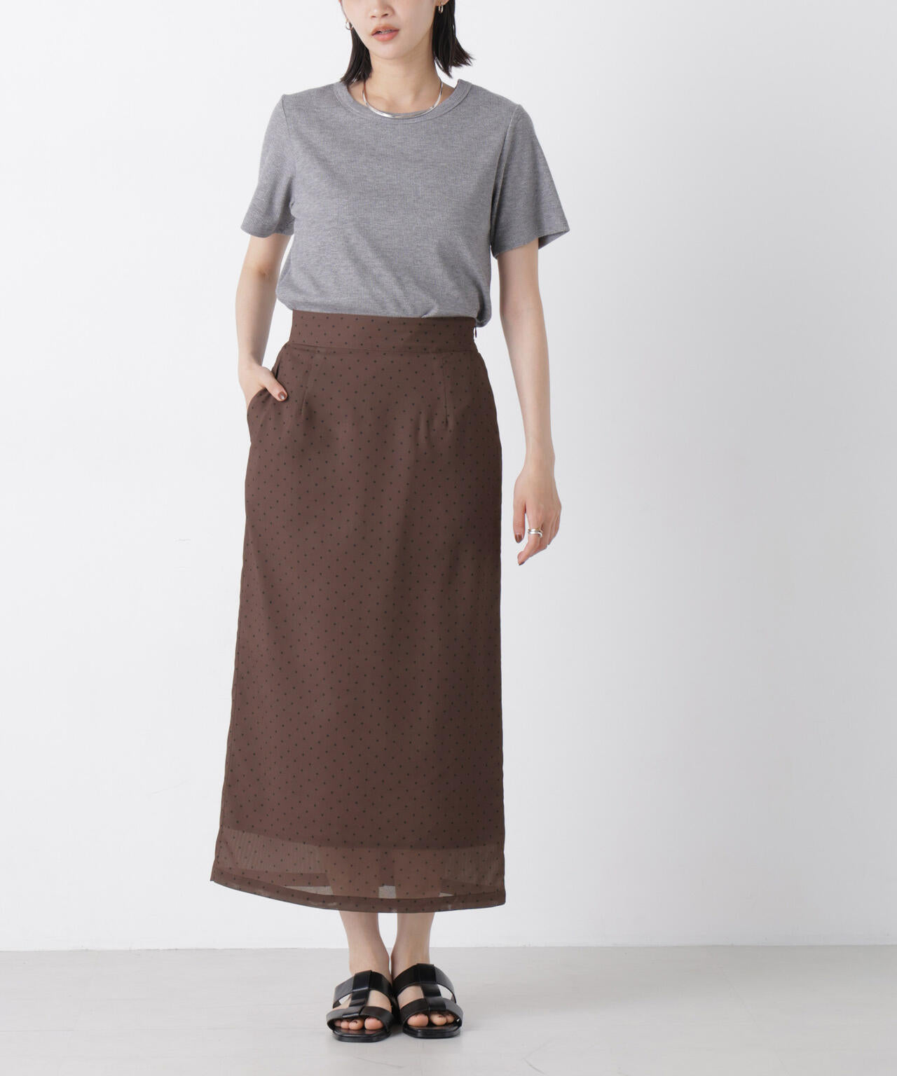 ストレートラインドットスカート(セットアップ可) 6736230302