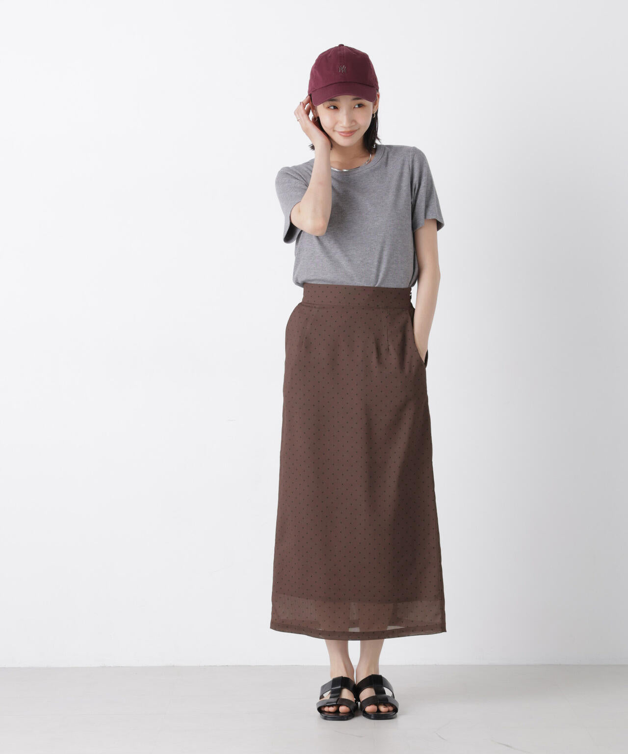ストレートラインドットスカート(セットアップ可) 6736230302