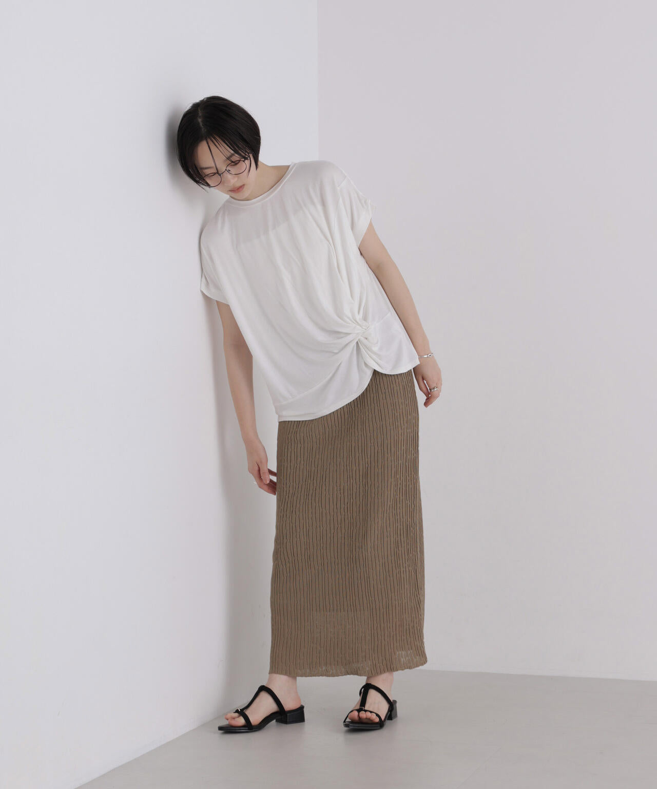 楊柳ライクニットタイトスカート(セットアップ可) 6736230305