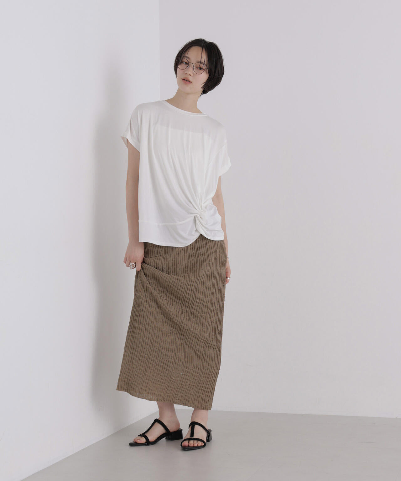 楊柳ライクニットタイトスカート(セットアップ可) 6736230305