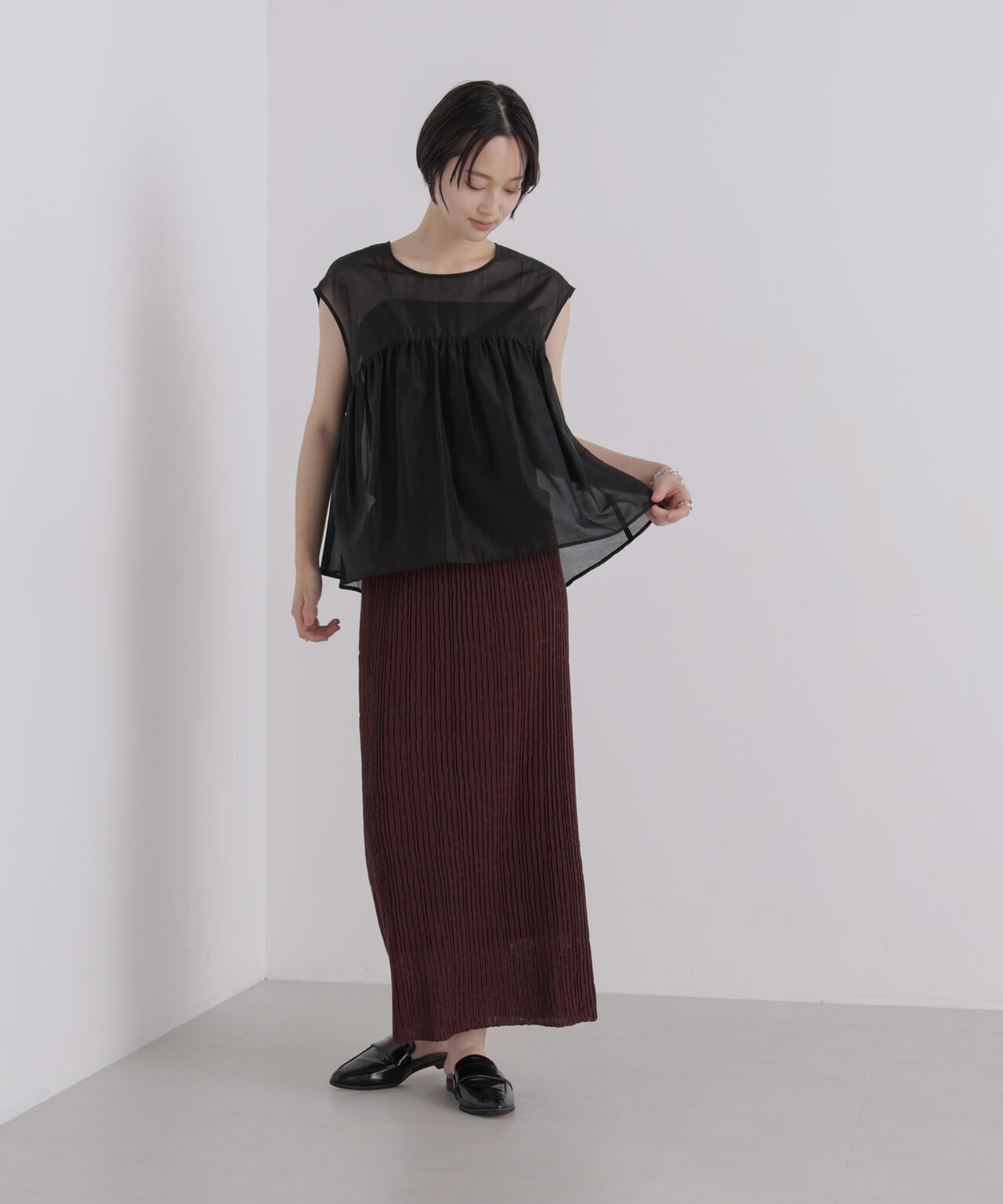 楊柳ライクニットタイトスカート(セットアップ可) 6736230305