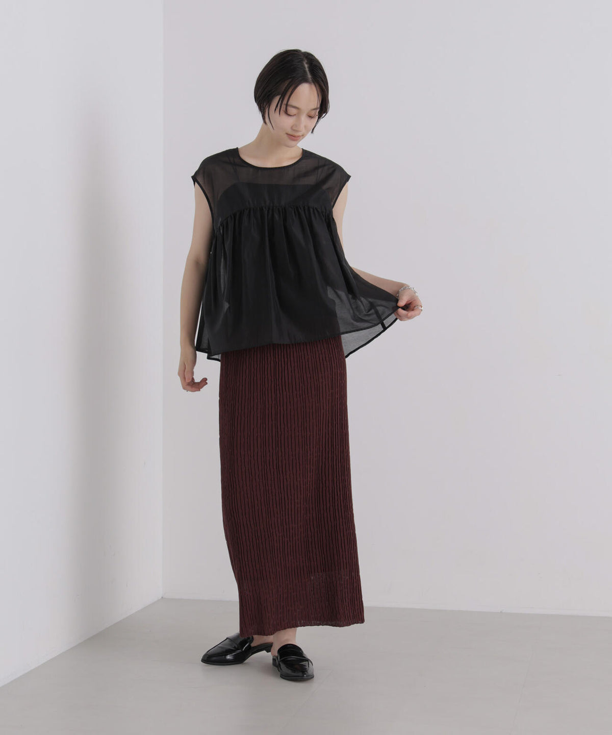 楊柳ライクニットタイトスカート(セットアップ可) 6736230305