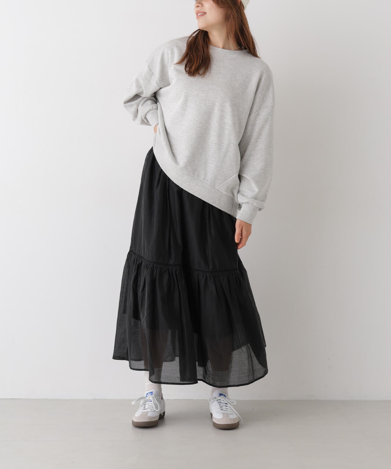 梯子レース切り替えティアードスカート 6736230310