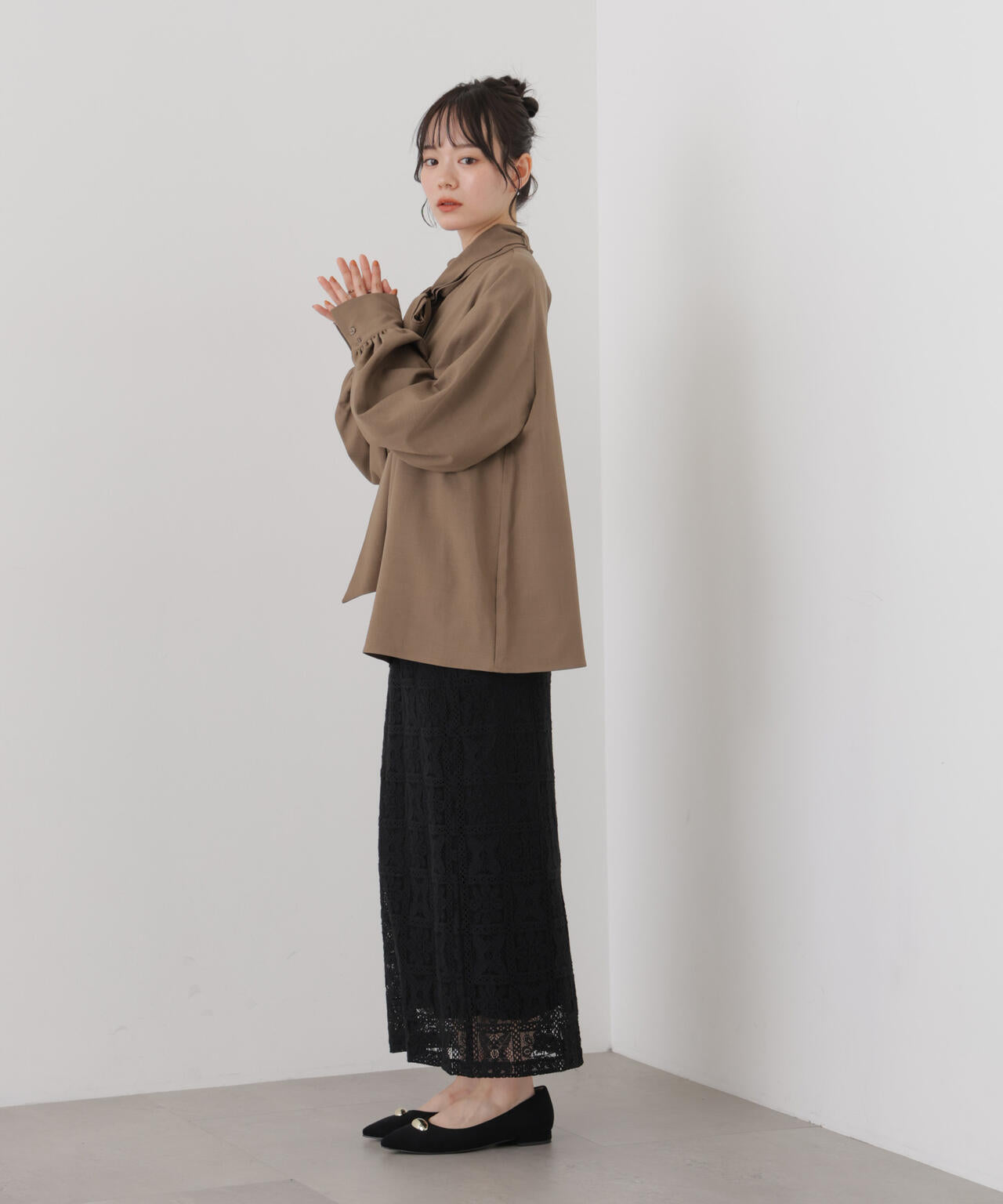 幾何柄レースナロースカート(セットアップ可) 6736230314