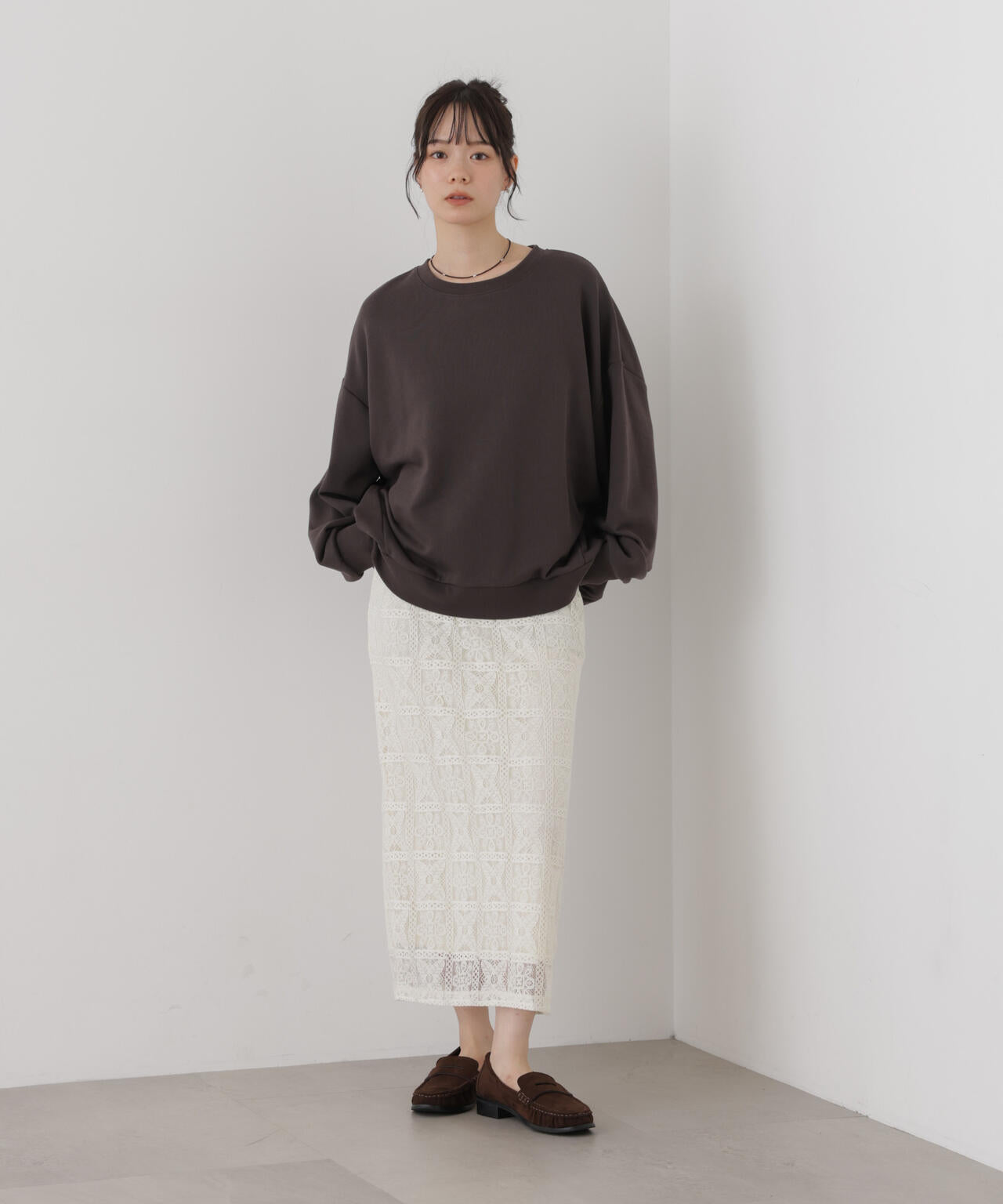 幾何柄レースナロースカート(セットアップ可) 6736230314