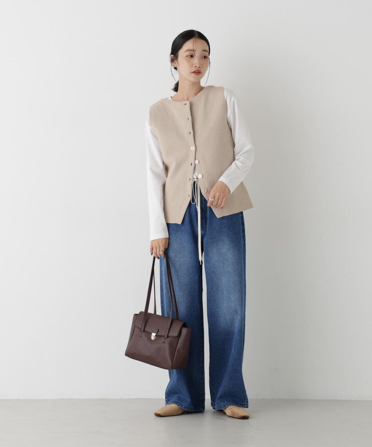 スクエアフラップロングショルダーボストンバッグ 6736232305