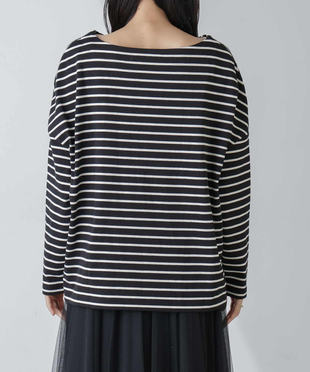 WEB限定/ボーダーワイドドロップトップス 6754123303