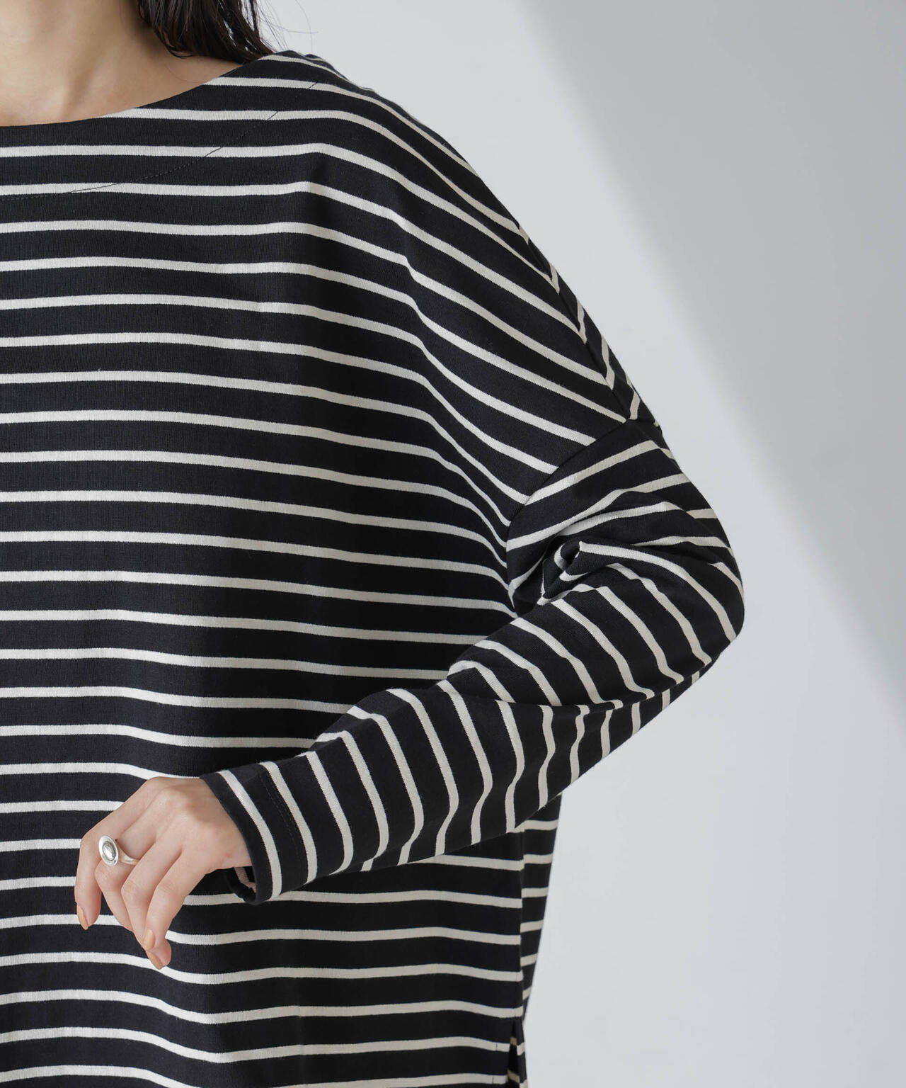 WEB限定/ボーダーワイドドロップトップス 6754123303