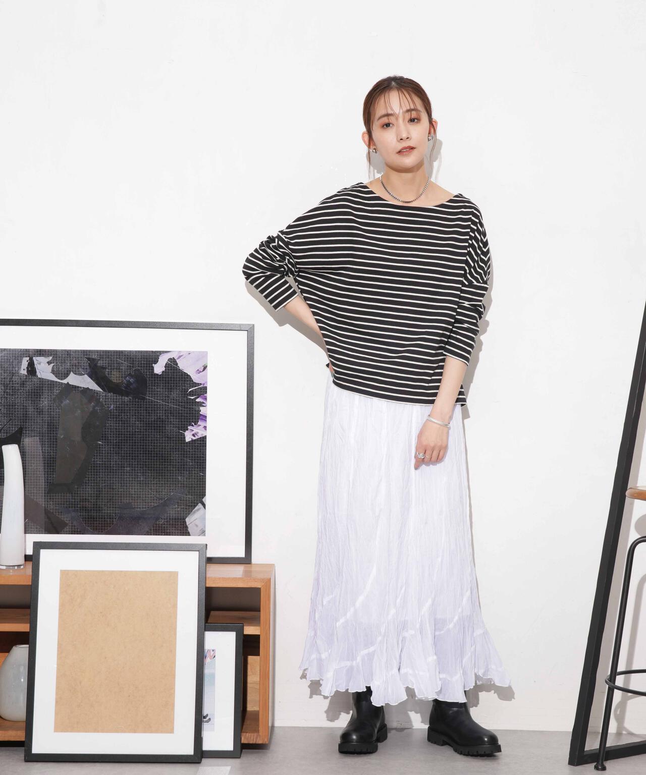 WEB限定/ボーダーワイドドロップトップス 6754123303