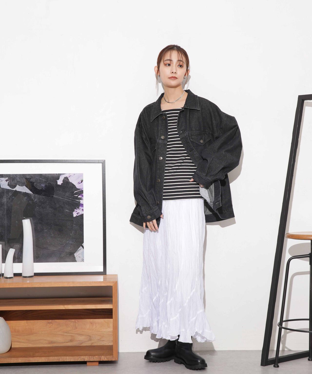 WEB限定/ボーダーワイドドロップトップス 6754123303