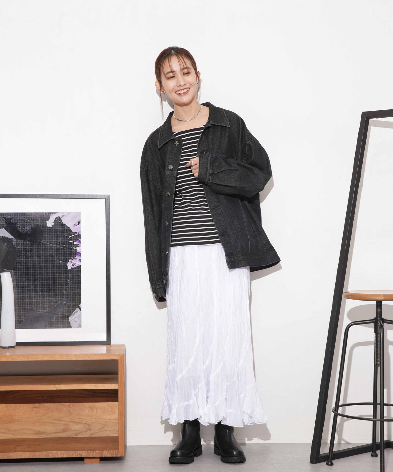 WEB限定/ボーダーワイドドロップトップス 6754123303