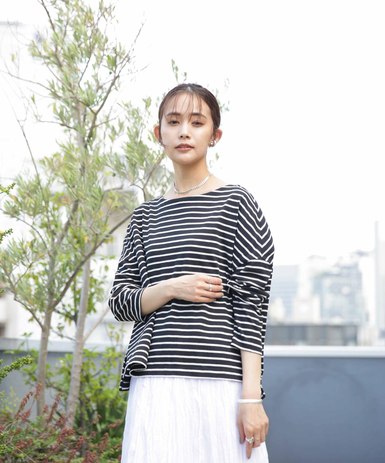 WEB限定/ボーダーワイドドロップトップス 6754123303