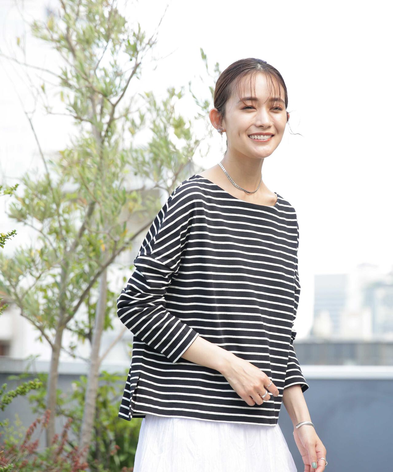 WEB限定/ボーダーワイドドロップトップス 6754123303