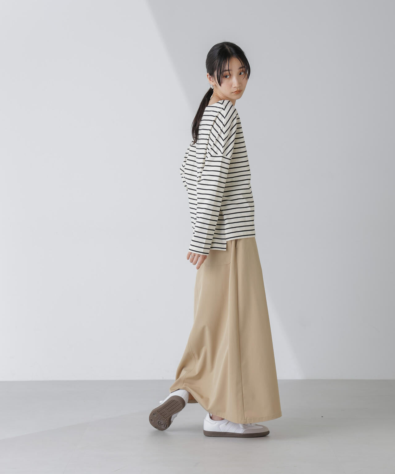 WEB限定/ボーダーワイドドロップトップス 6754123303