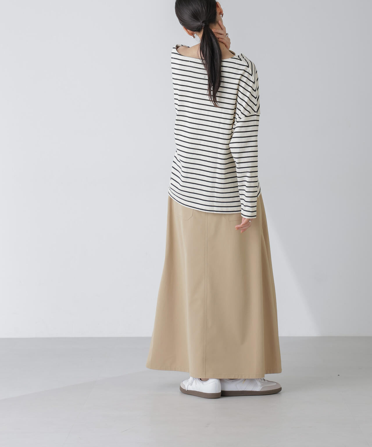 WEB限定/ボーダーワイドドロップトップス 6754123303