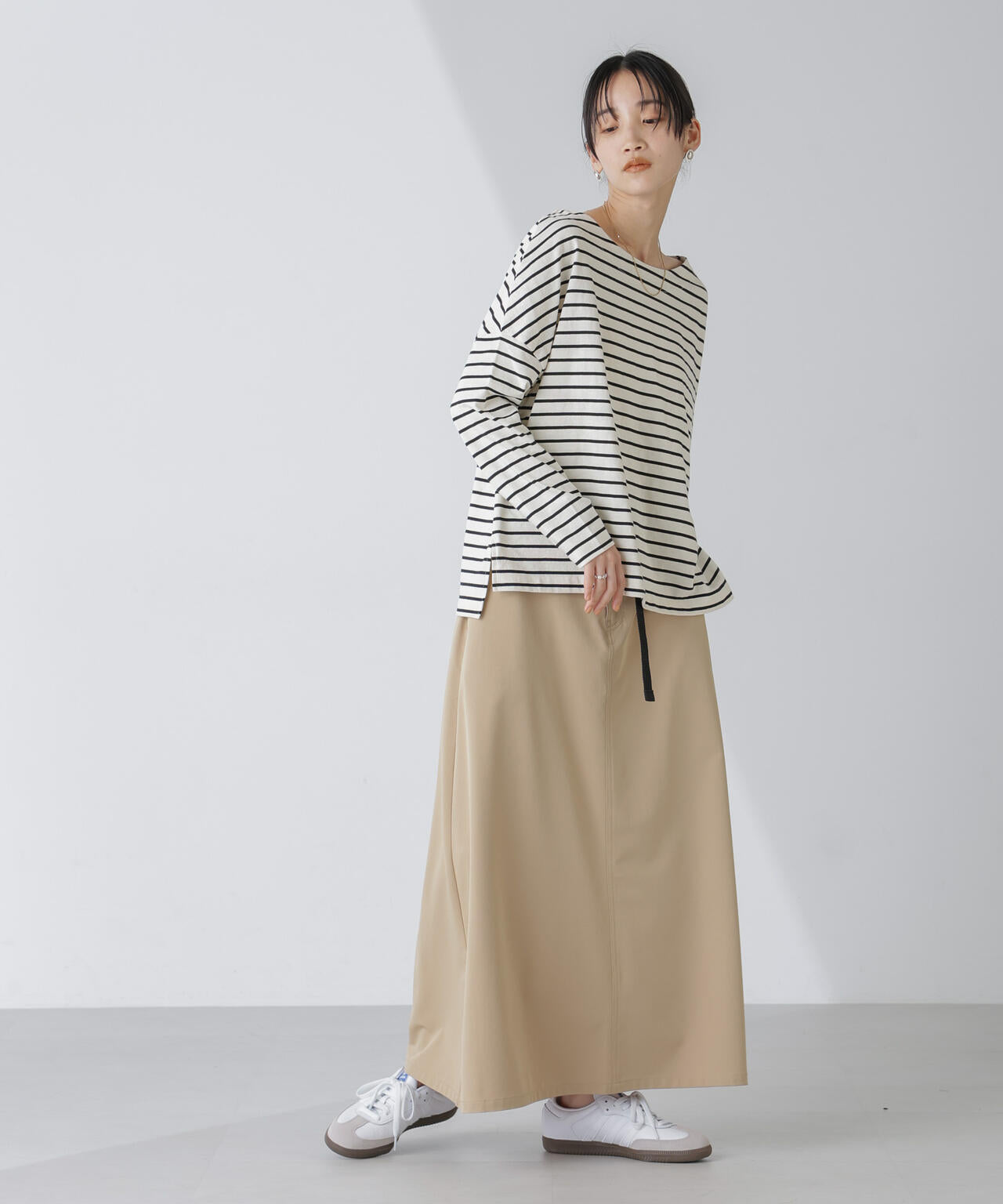 WEB限定/ボーダーワイドドロップトップス 6754123303