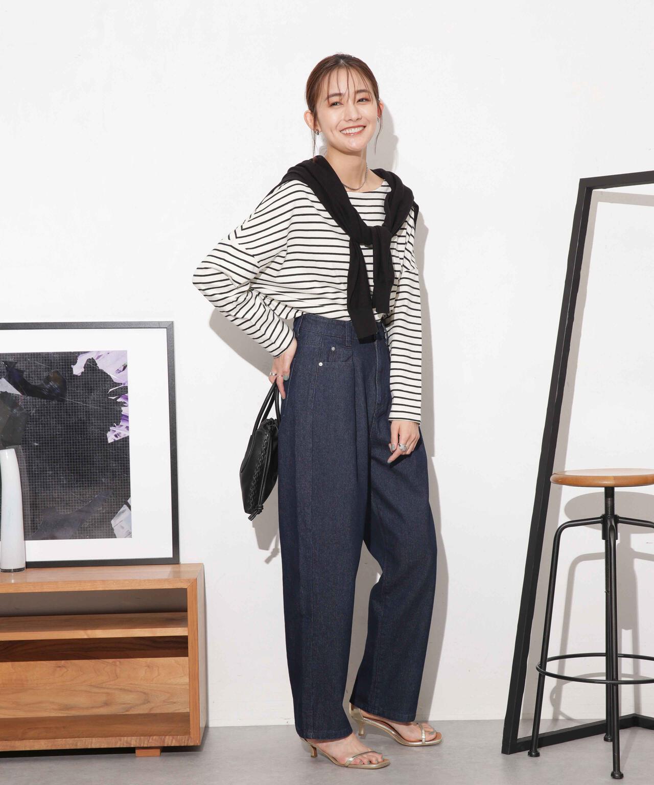 WEB限定/ボーダーワイドドロップトップス 6754123303