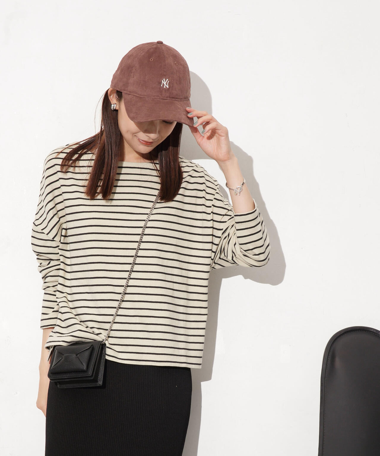 WEB限定/ボーダーワイドドロップトップス 6754123303