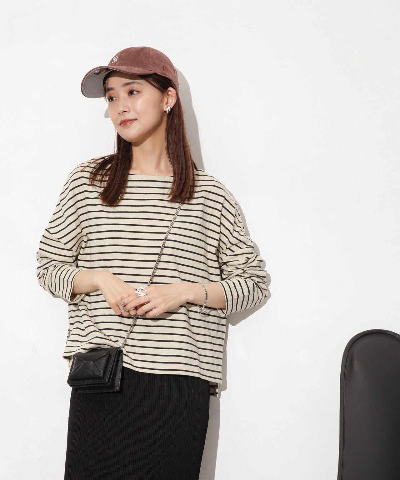 WEB限定/ボーダーワイドドロップトップス 6754123303