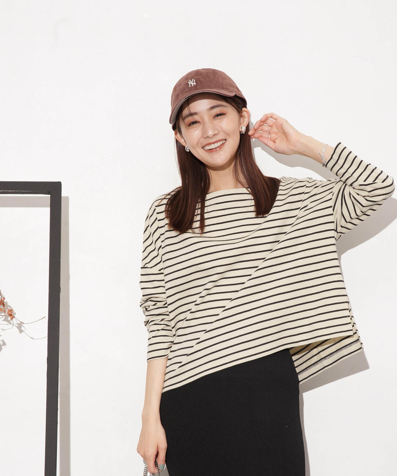 WEB限定/ボーダーワイドドロップトップス 6754123303