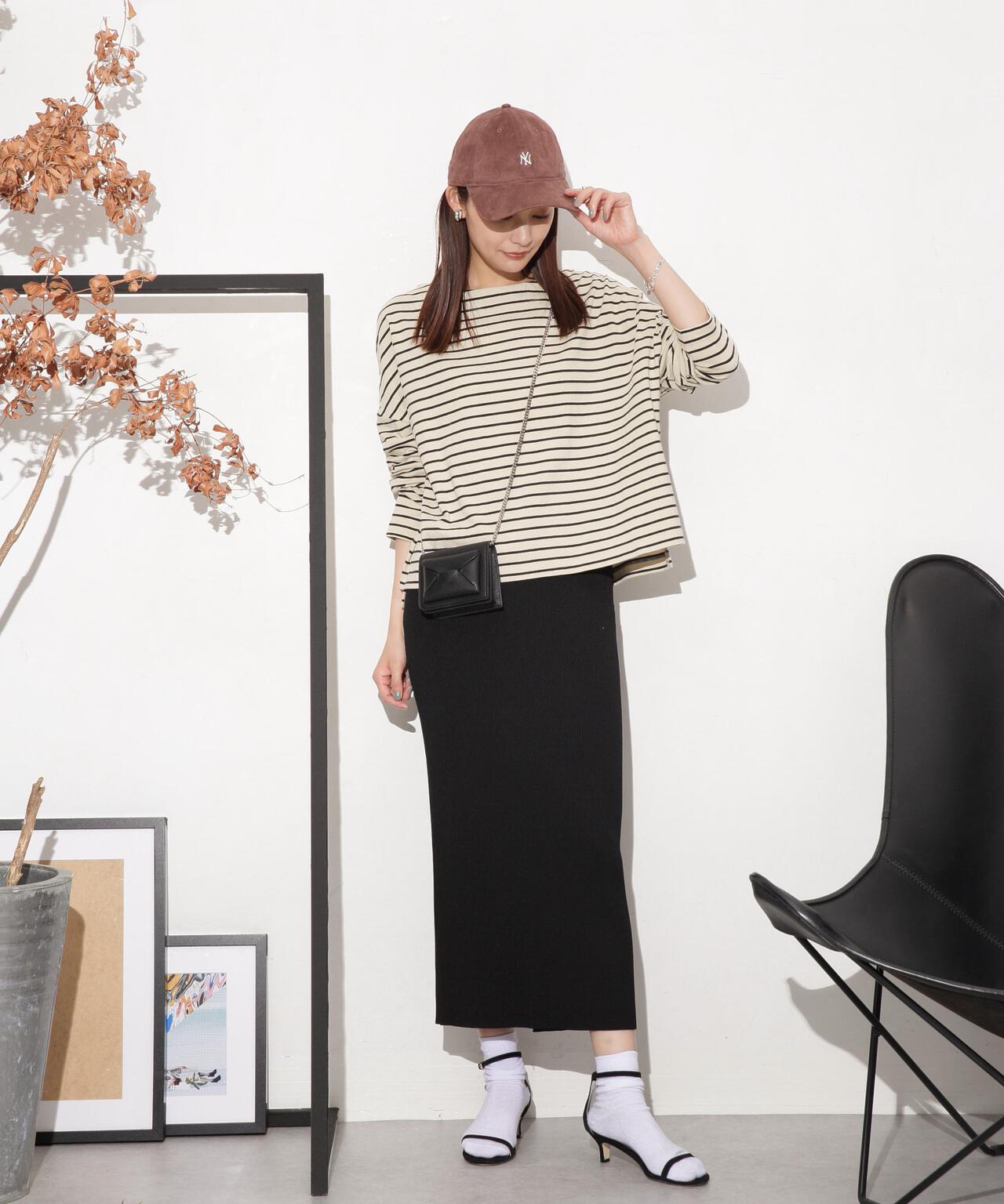 WEB限定/ボーダーワイドドロップトップス 6754123303