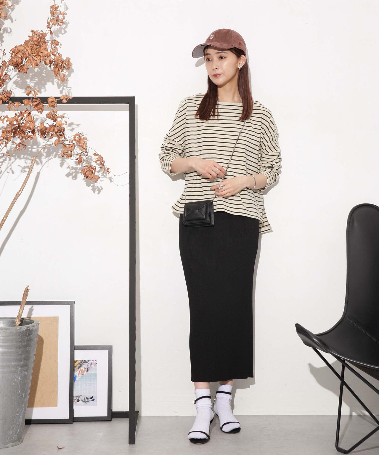 WEB限定/ボーダーワイドドロップトップス 6754123303