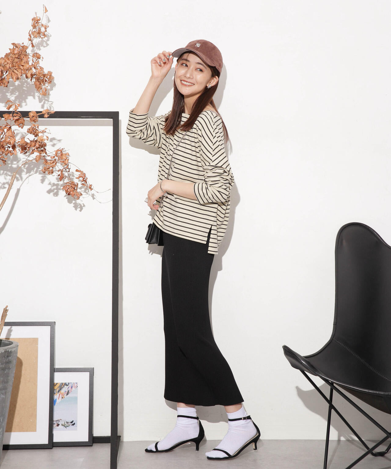 WEB限定/ボーダーワイドドロップトップス 6754123303