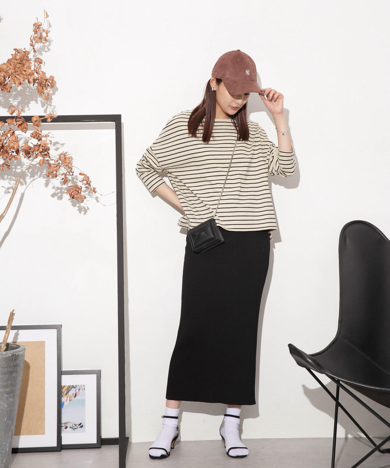 WEB限定/ボーダーワイドドロップトップス 6754123303