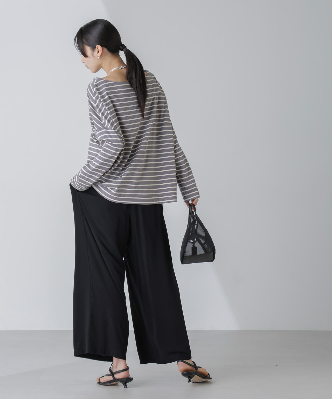 WEB限定/ボーダーワイドドロップトップス 6754123303