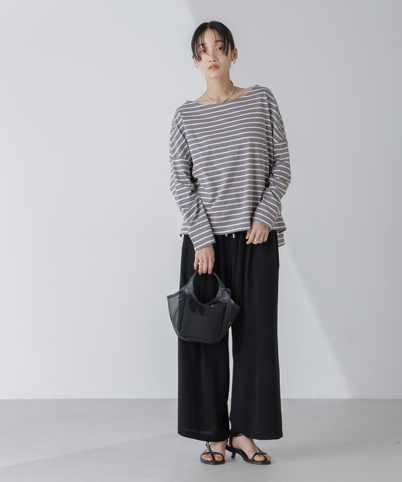 WEB限定/ボーダーワイドドロップトップス 6754123303