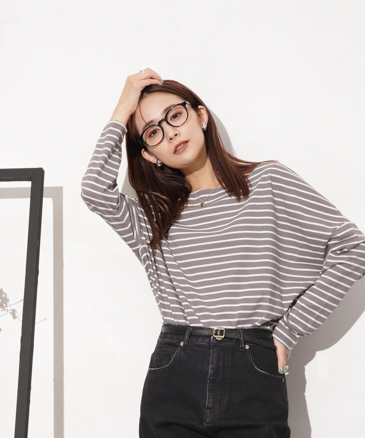 WEB限定/ボーダーワイドドロップトップス 6754123303