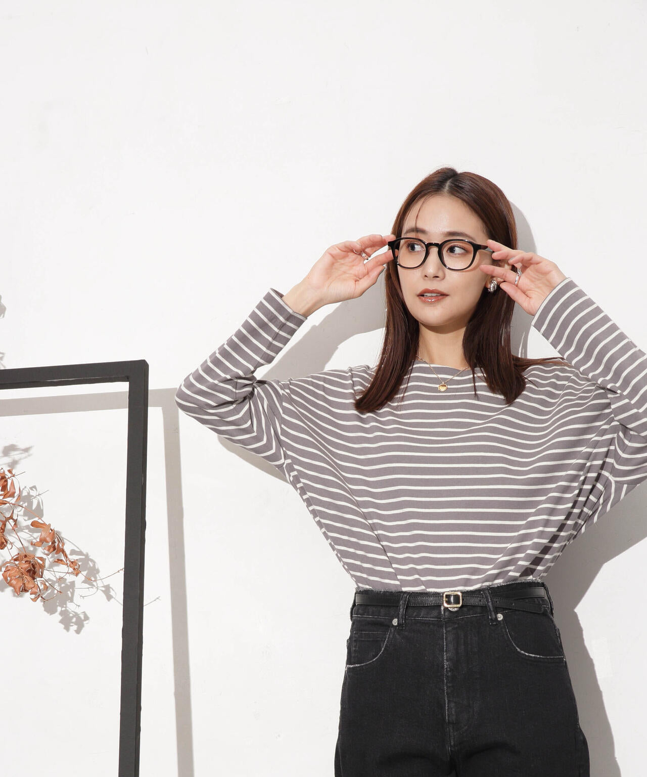 WEB限定/ボーダーワイドドロップトップス 6754123303