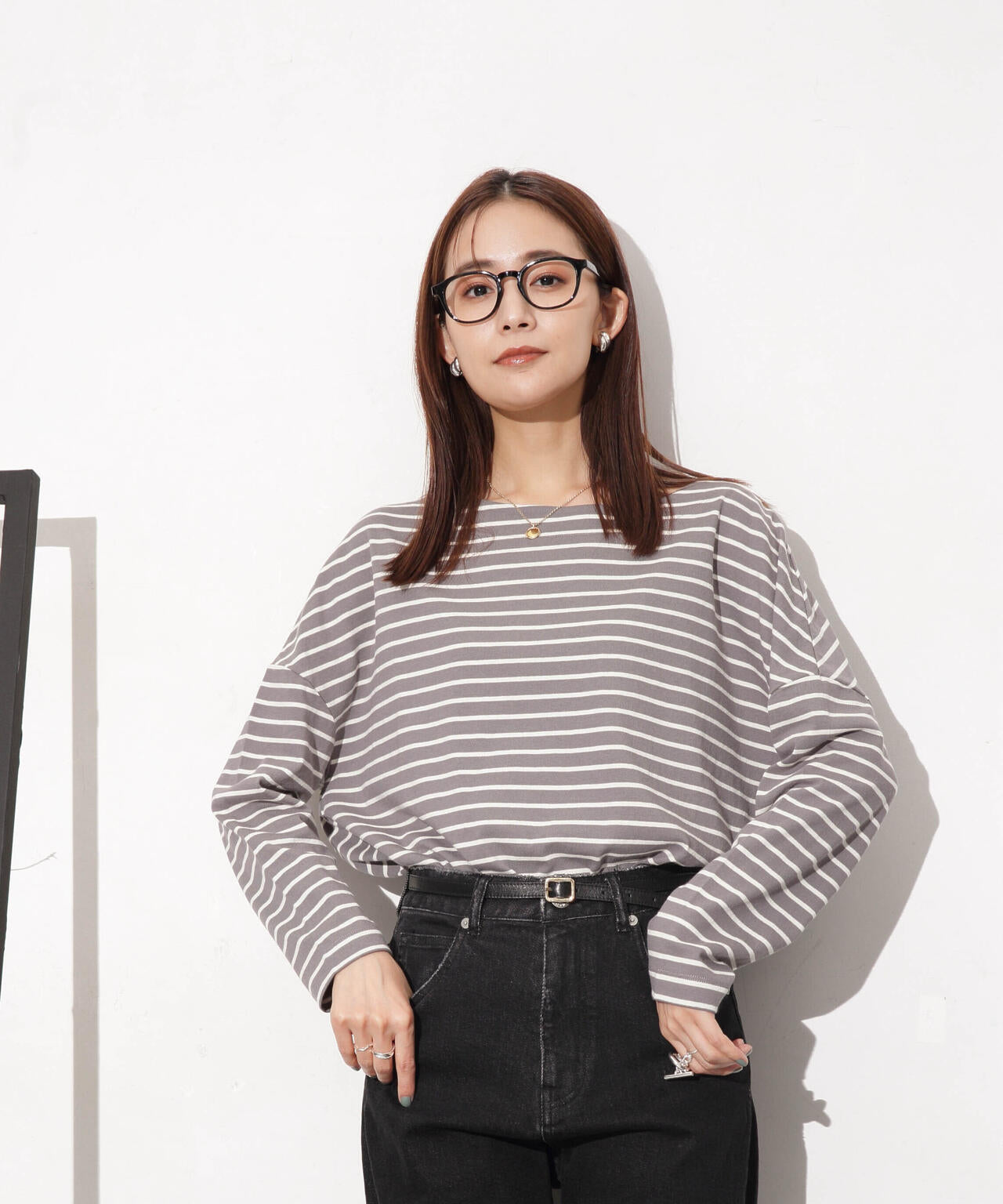 WEB限定/ボーダーワイドドロップトップス 6754123303