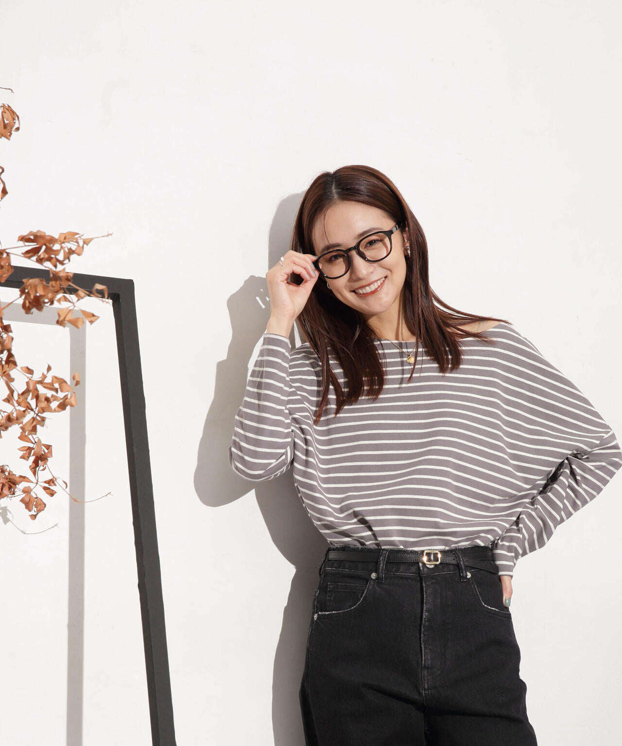 WEB限定/ボーダーワイドドロップトップス 6754123303