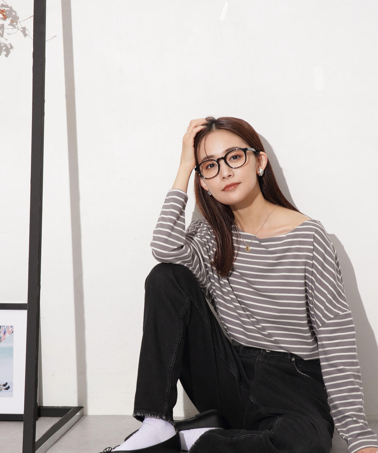 WEB限定/ボーダーワイドドロップトップス 6754123303