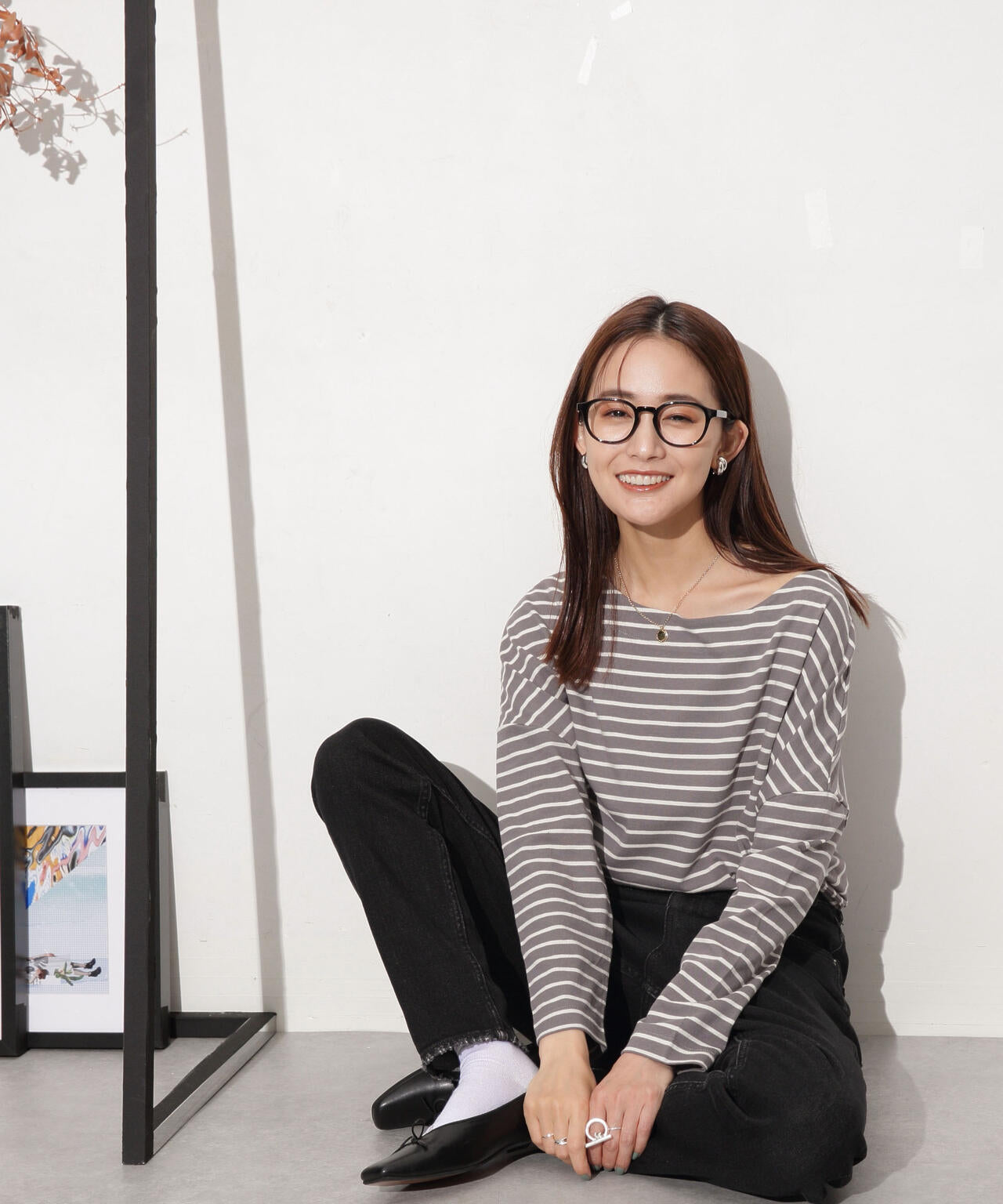 WEB限定/ボーダーワイドドロップトップス 6754123303