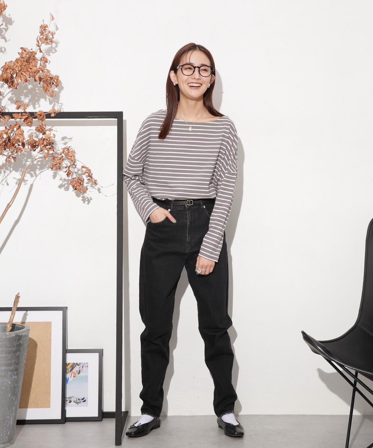 WEB限定/ボーダーワイドドロップトップス 6754123303