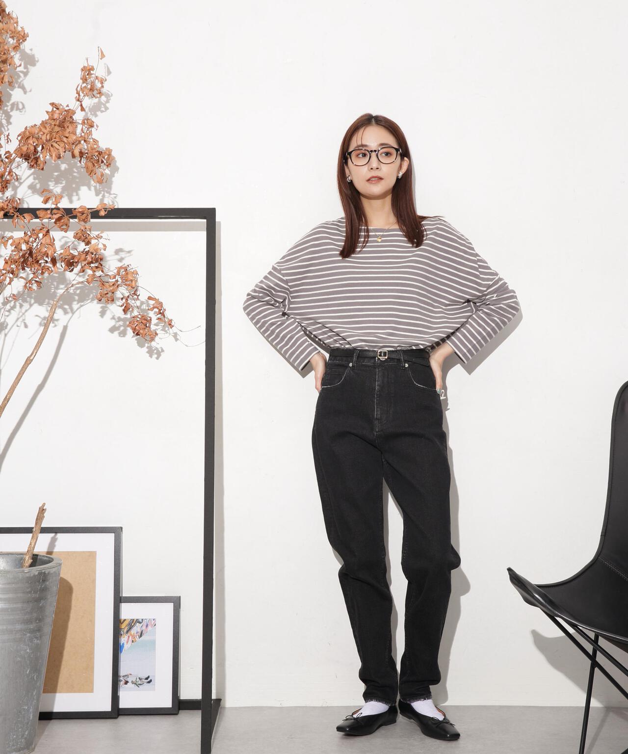 WEB限定/ボーダーワイドドロップトップス 6754123303