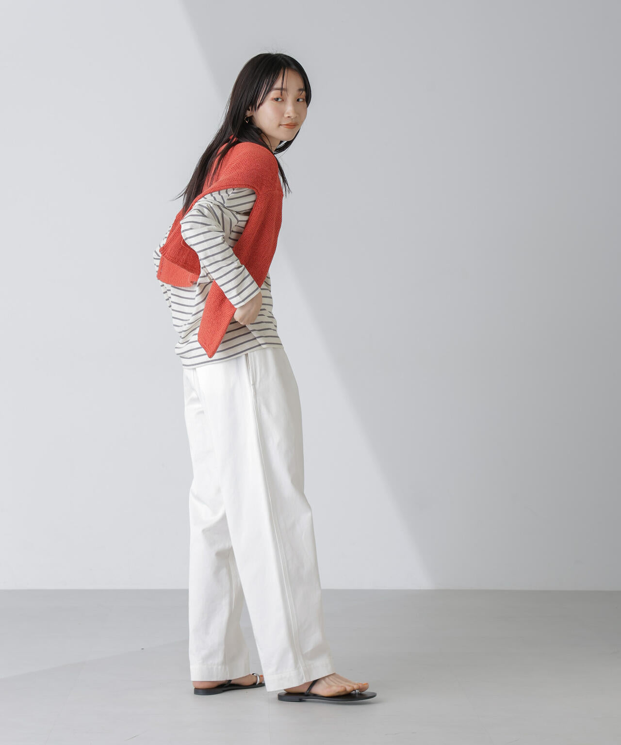 WEB限定/ボーダーワイドドロップトップス 6754123303