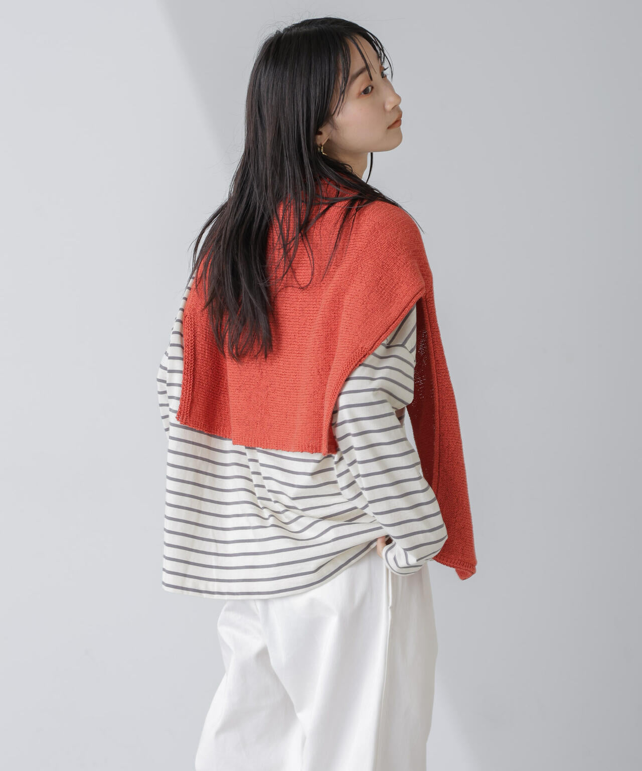 WEB限定/ボーダーワイドドロップトップス 6754123303