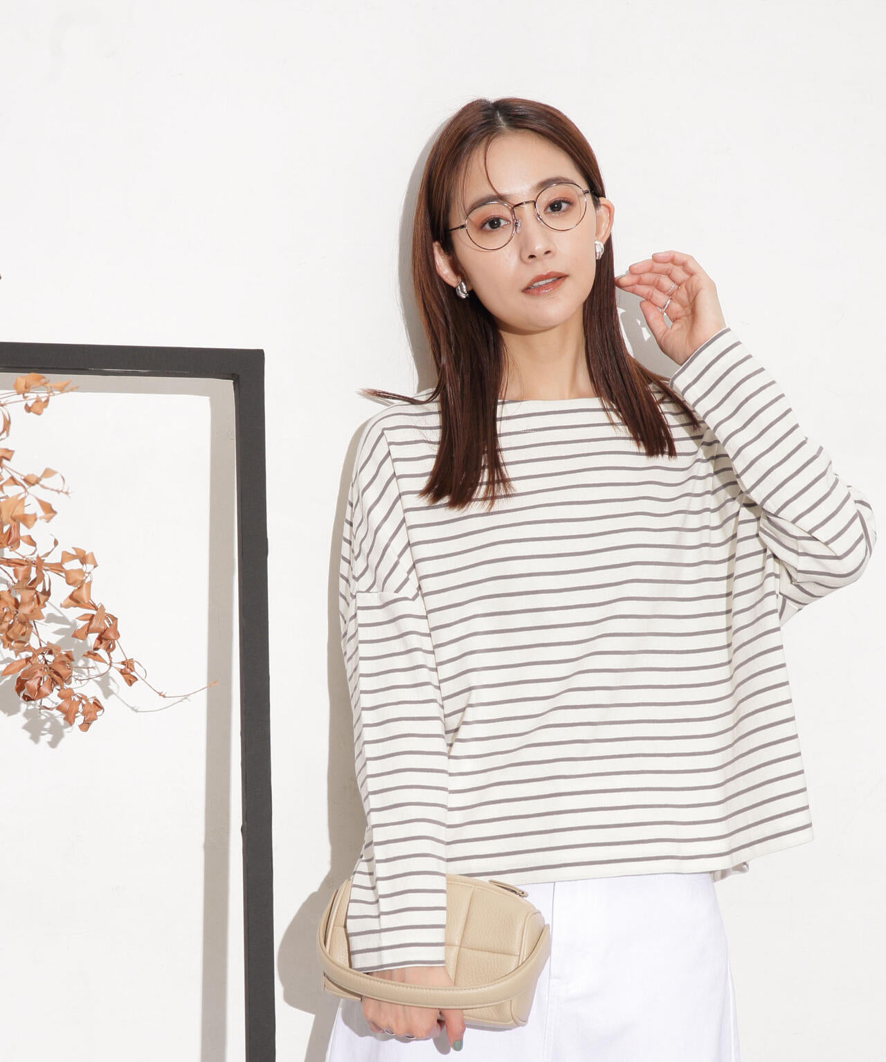 WEB限定/ボーダーワイドドロップトップス 6754123303